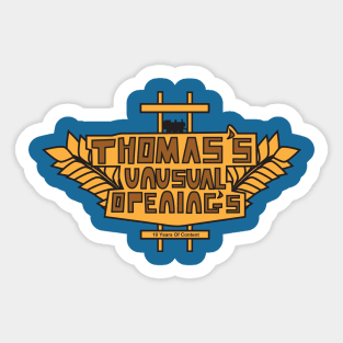 Thomas Unusual Openings Logo - 10 Years Of Content Sticker